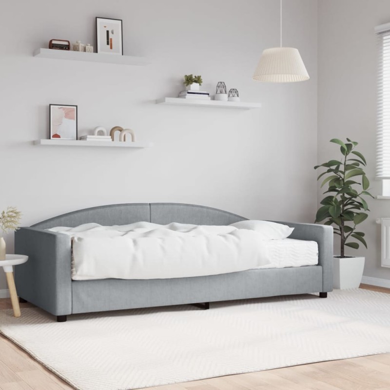 vidaXL Sofá cama con colchón tela gris claro 100x200 cm vidaXL Sofá cama con colchón tela gris claro 100x200 cm