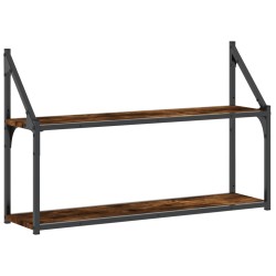 vidaXL Estantería de pared 2 niveles madera roble ahumado 80x21x51 cm
