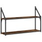 vidaXL Estantería de pared 2 niveles madera roble ahumado 80x21x51 cm vidaXL Estantería de pared 2 niveles madera roble ahumado 80x21x51 cm
