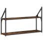 vidaXL Estantería de pared 2 niveles madera roble ahumado 80x21x51 cm vidaXL Estantería de pared 2 niveles madera roble ahumado 80x21x51 cm