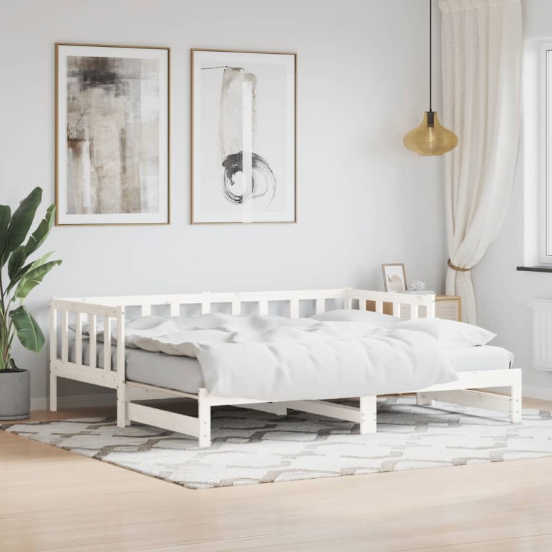 vidaXL Sofá cama nido madera maciza de pino blanco 90x200 cm vidaXL Sofá cama nido madera maciza de pino blanco 90x200 cm