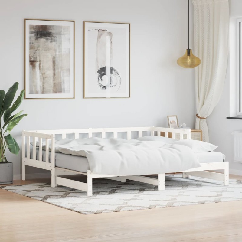vidaXL Sofá cama nido madera maciza de pino blanco 80x200 cm vidaXL Sofá cama nido madera maciza de pino blanco 80x200 cm