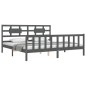 vidaXL Estructura cama de matrimonio con cabecero madera maciza gris