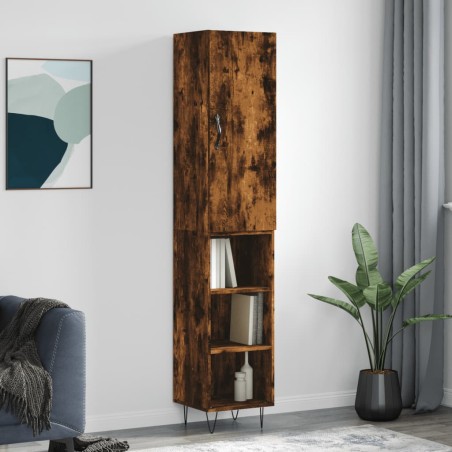 vidaXL Aparador de madera contrachapada roble ahumado 34,5x34x180 cm
