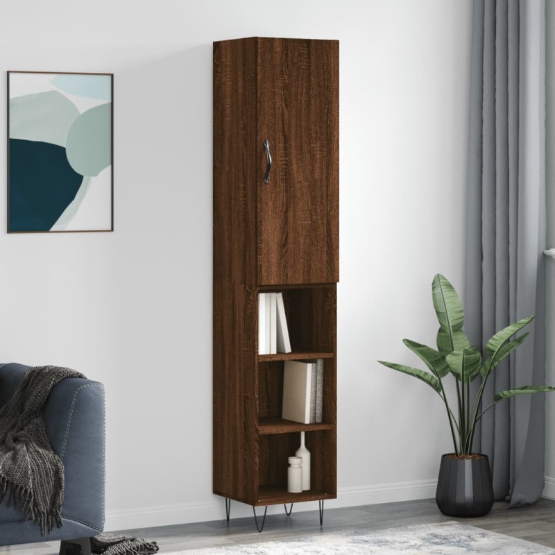 vidaXL Aparador alto madera contrachapada roble marrón 34,5x34x180 cm vidaXL Aparador alto madera contrachapada roble marrón 34,5x34x180 cm