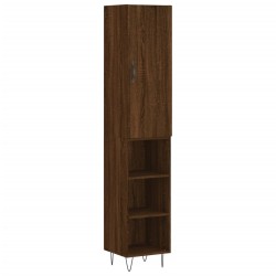 vidaXL Aparador alto madera contrachapada roble marrón 34,5x34x180 cm