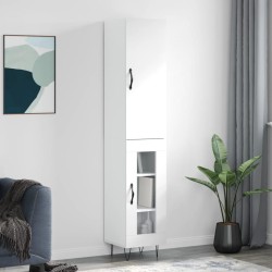 vidaXL Aparador alto madera contrachapada blanco brillo 34,5x34x180 cm