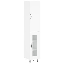 vidaXL Aparador alto madera contrachapada blanco brillo 34,5x34x180 cm