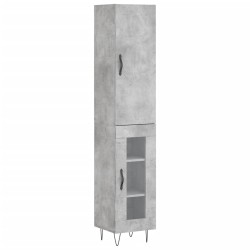 vidaXL Aparador de madera contrachapada gris hormigón 34,5x34x180 cm