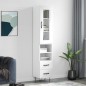 vidaXL Aparador alto madera contrachapada blanco brillo 34,5x34x180 cm