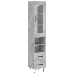 vidaXL Aparador de madera contrachapada gris hormigón 34,5x34x180 cm