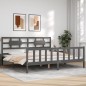 vidaXL Estructura cama de matrimonio con cabecero madera maciza gris