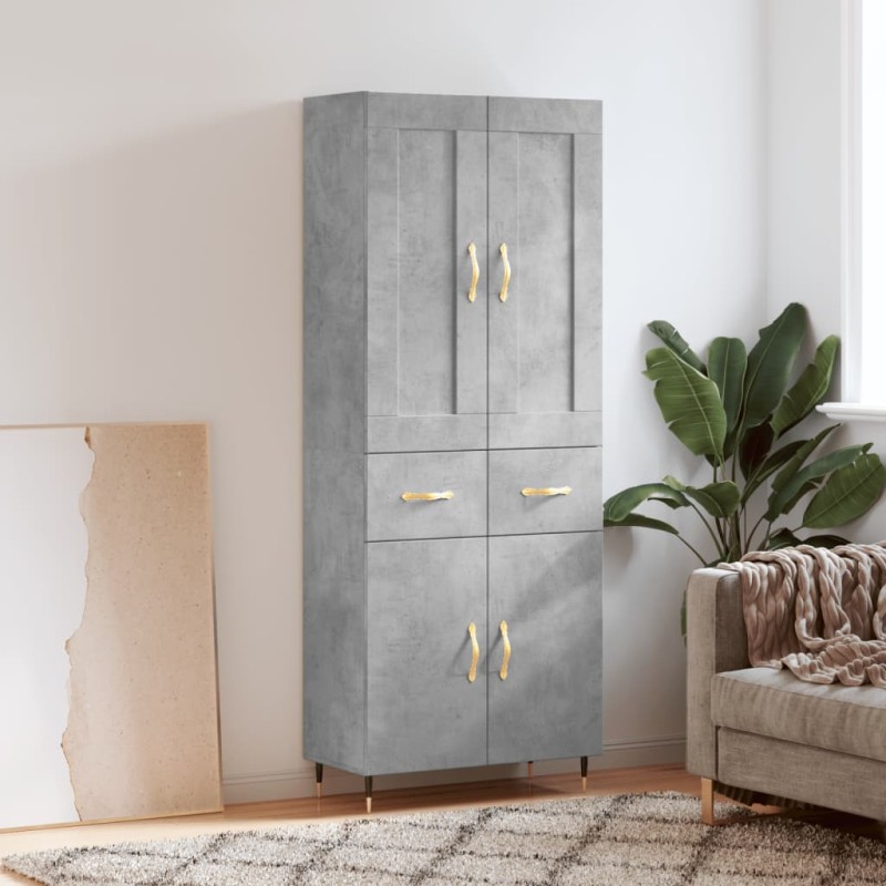 vidaXL Aparador alto madera contrachapada gris hormigón 69,5x34x180 cm vidaXL Aparador alto madera contrachapada gris hormigón 69,5x34x180 cm