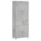 vidaXL Aparador alto madera contrachapada gris hormigón 69,5x34x180 cm vidaXL Aparador alto madera contrachapada gris hormigón 69,5x34x180 cm