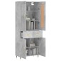 vidaXL Aparador alto madera contrachapada gris hormigón 69,5x34x180 cm vidaXL Aparador alto madera contrachapada gris hormigón 69,5x34x180 cm