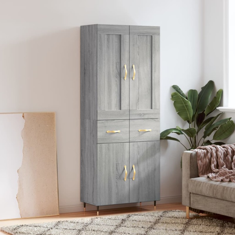 vidaXL Aparador alto madera contrachapada gris sonoma 69,5x34x180 cm vidaXL Aparador alto madera contrachapada gris sonoma 69,5x34x180 cm