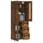 vidaXL Aparador alto madera contrachapada roble ahumado 69,5x34x180 cm