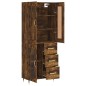 vidaXL Aparador alto madera contrachapada roble ahumado 69,5x34x180 cm