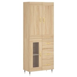 vidaXL Aparador alto madera contrachapada color roble 69,5x34x180 cm