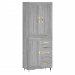 vidaXL Aparador alto madera contrachapada gris sonoma 69,5x34x180 cm