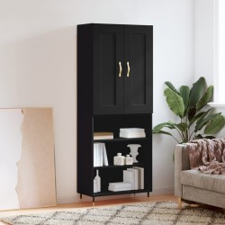 vidaXL Aparador alto madera contrachapada negro 69,5x34x180 cm