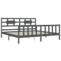vidaXL Estructura cama de matrimonio con cabecero madera maciza gris