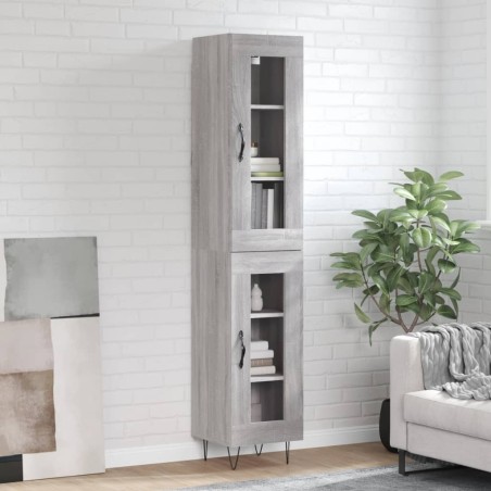 vidaXL Aparador alto madera contrachapada gris Sonoma 34,5x34x180 cm