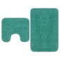 vidaXL Conjunto de alfombras de baño de tela 2 piezas turquesa vidaXL Conjunto de alfombras de baño de tela 2 piezas turquesa