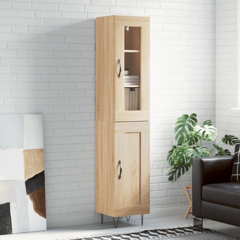 vidaXL Aparador de madera contrachapada roble Sonoma 34,5x34x180 cm vidaXL Aparador de madera contrachapada roble Sonoma 34,5x34x180 cm