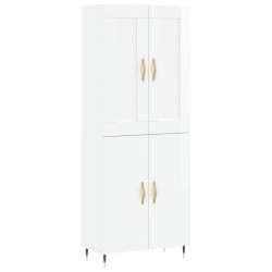 vidaXL Aparador alto madera contrachapada blanco brillo 69,5x34x180 cm