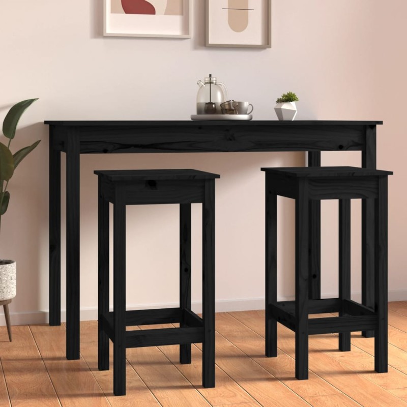 vidaXL Taburetes altos 2 uds madera maciza de pino negro 40x40x78 cm vidaXL Taburetes altos 2 uds madera maciza de pino negro 40x40x78 cm