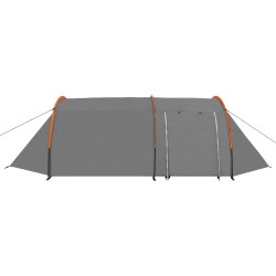 vidaXL Tienda de campaña 4 personas tela gris y naranja