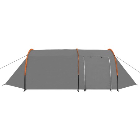 vidaXL Tienda de campaña 4 personas tela gris y naranja