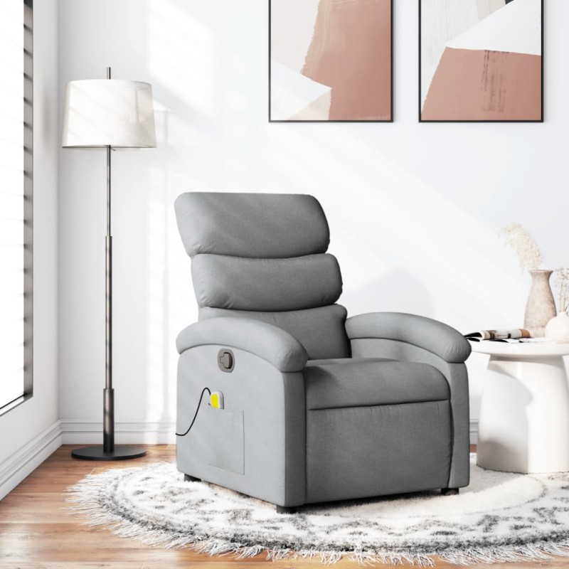 vidaXL Sillón reclinable de masaje de tela gris claro vidaXL Sillón reclinable de masaje de tela gris claro