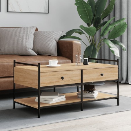 vidaXL Mesa de centro madera de ingeniería roble Sonoma 99x50x50 cm
