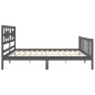 vidaXL Estructura cama de matrimonio con cabecero madera maciza gris