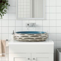 vidaXL Lavabo sobre encimera ovalado cerámica multicolor 59x40x15 cm