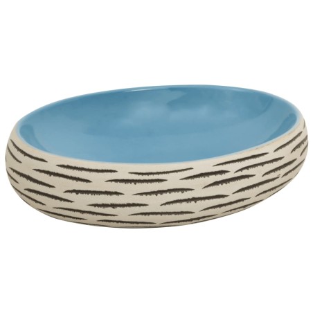 vidaXL Lavabo sobre encimera ovalado cerámica multicolor 59x40x15 cm