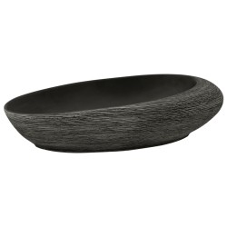 vidaXL Lavabo sobre encimera ovalado cerámica gris y negro 59x40x14 cm