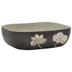 vidaXL Lavabo encimera rectangular cerámica gris negro 48x37,5x13,5 cm