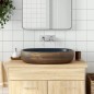 vidaXL Lavabo sobre encimera ovalado cerámica marrón y azul 59x40x14cm vidaXL Lavabo sobre encimera ovalado cerámica marrón y azul 59x40x14cm