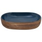 vidaXL Lavabo sobre encimera ovalado cerámica marrón y azul 59x40x14cm vidaXL Lavabo sobre encimera ovalado cerámica marrón y azul 59x40x14cm