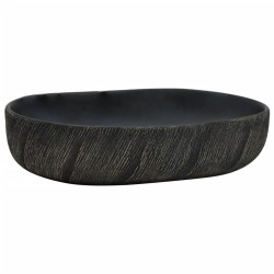 vidaXL Lavabo sobre encimera ovalado cerámica negro 59x40x14 cm