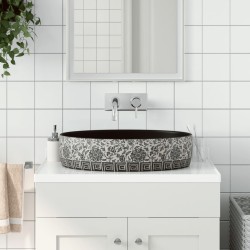 vidaXL Lavabo de encimera ovalado cerámica negro azul 56,5x36,5x13,5cm
