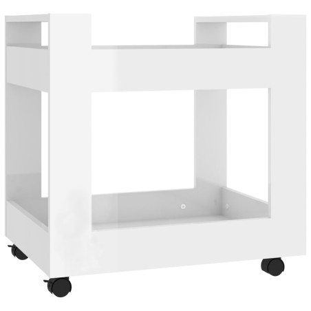 vidaXL Carrito de escritorio contrachapada blanco brillo 60x45x60 cm