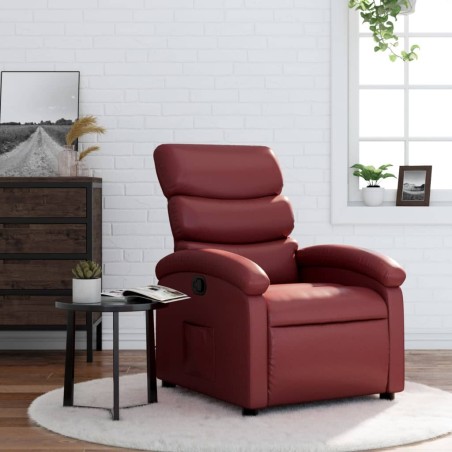 vidaXL Sillón reclinable de cuero sintético rojo tinto
