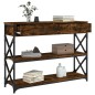vidaXL Mesa consola madera de ingeniería roble ahumado 100x28x75 cm vidaXL Mesa consola madera de ingeniería roble ahumado 100x28x75 cm