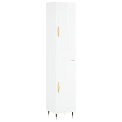 vidaXL Aparador alto madera contrachapada blanco brillo 34,5x34x180 cm