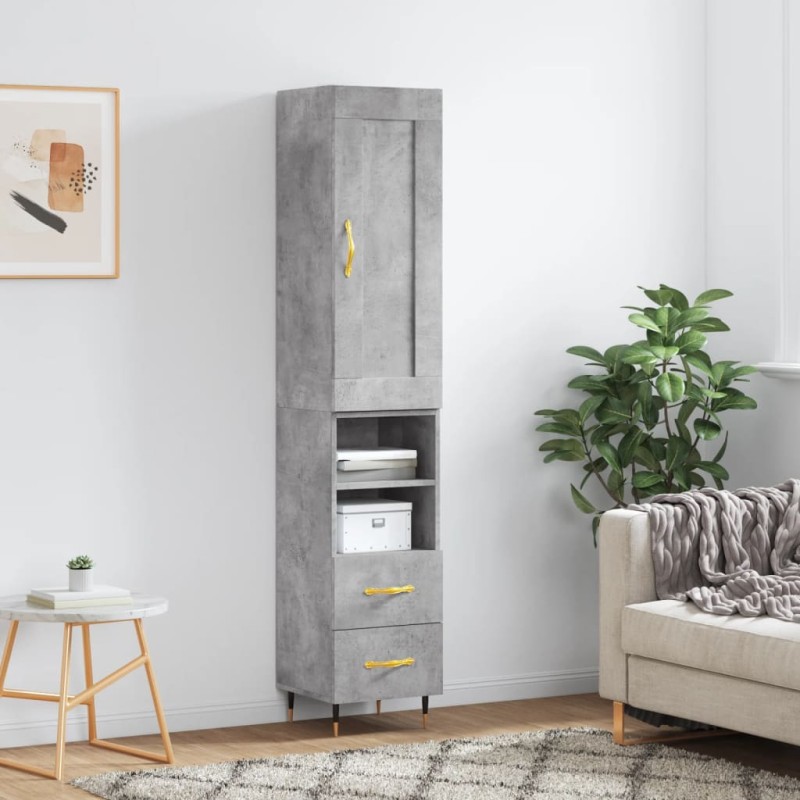 vidaXL Aparador de madera contrachapada gris hormigón 34,5x34x180 cm vidaXL Aparador de madera contrachapada gris hormigón 34,5x34x180 cm
