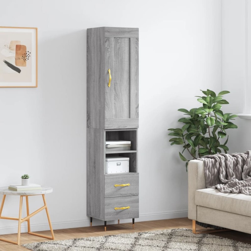 vidaXL Aparador alto madera contrachapada gris Sonoma 34,5x34x180 cm vidaXL Aparador alto madera contrachapada gris Sonoma 34,5x34x180 cm